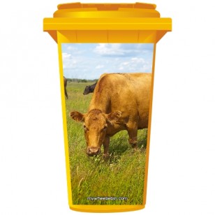 Cow In A Meadow Wheelie Bin Sticker Panel